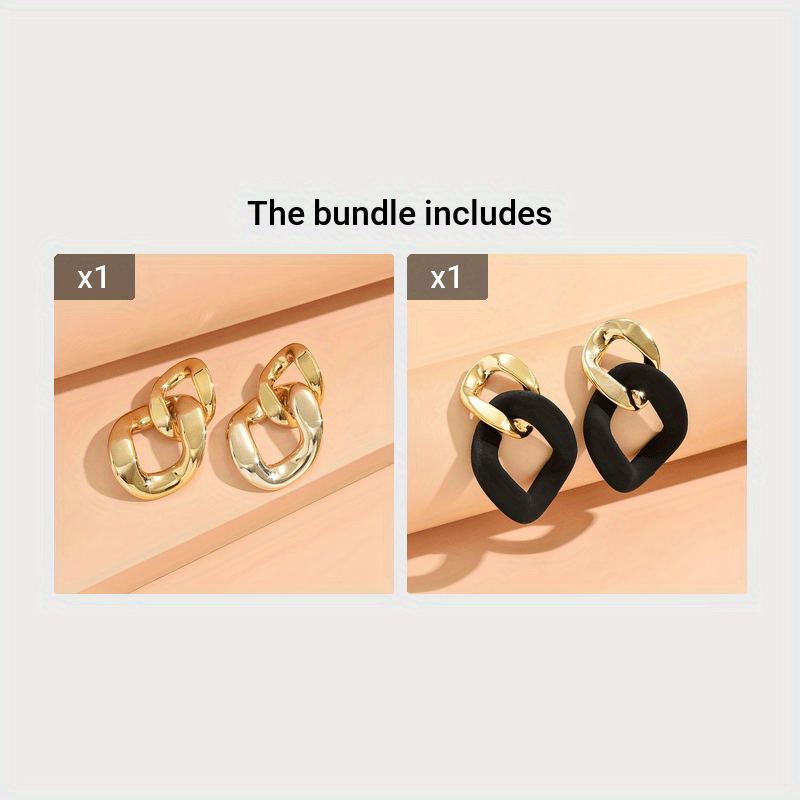 Acrylic Exaggerated Geometric Earrings, 2pcs Set